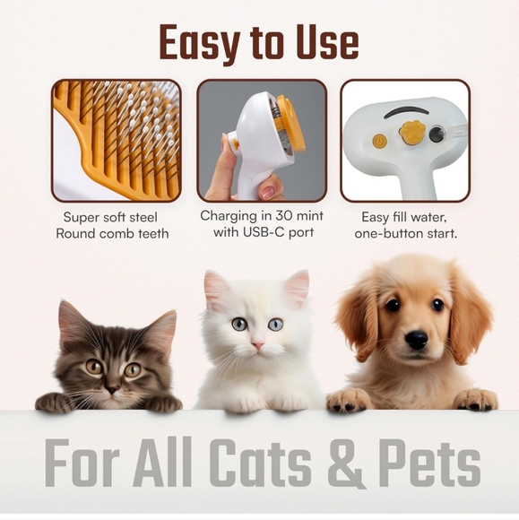 Cat Steam Brush Rechargeable - Picture 6 of 8